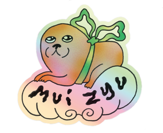 mui zyu - Peach Dog Sticker